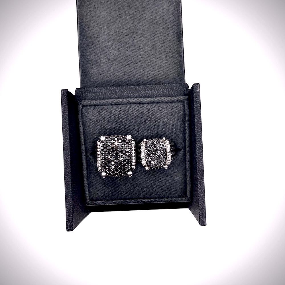 20x16mm Large David Yurman Wheaton Ring with Black Pave Diamonds, Size: 8 - Picture 8 of 9